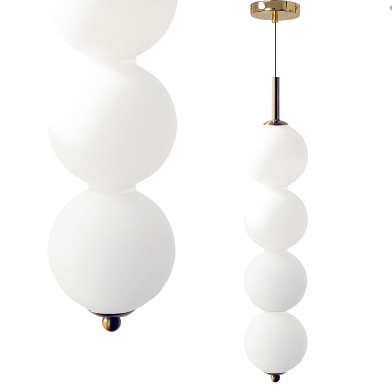 LED Hanglamp - goud - met 4 glazen bollen - ⌀ 9,5 x 30 cm