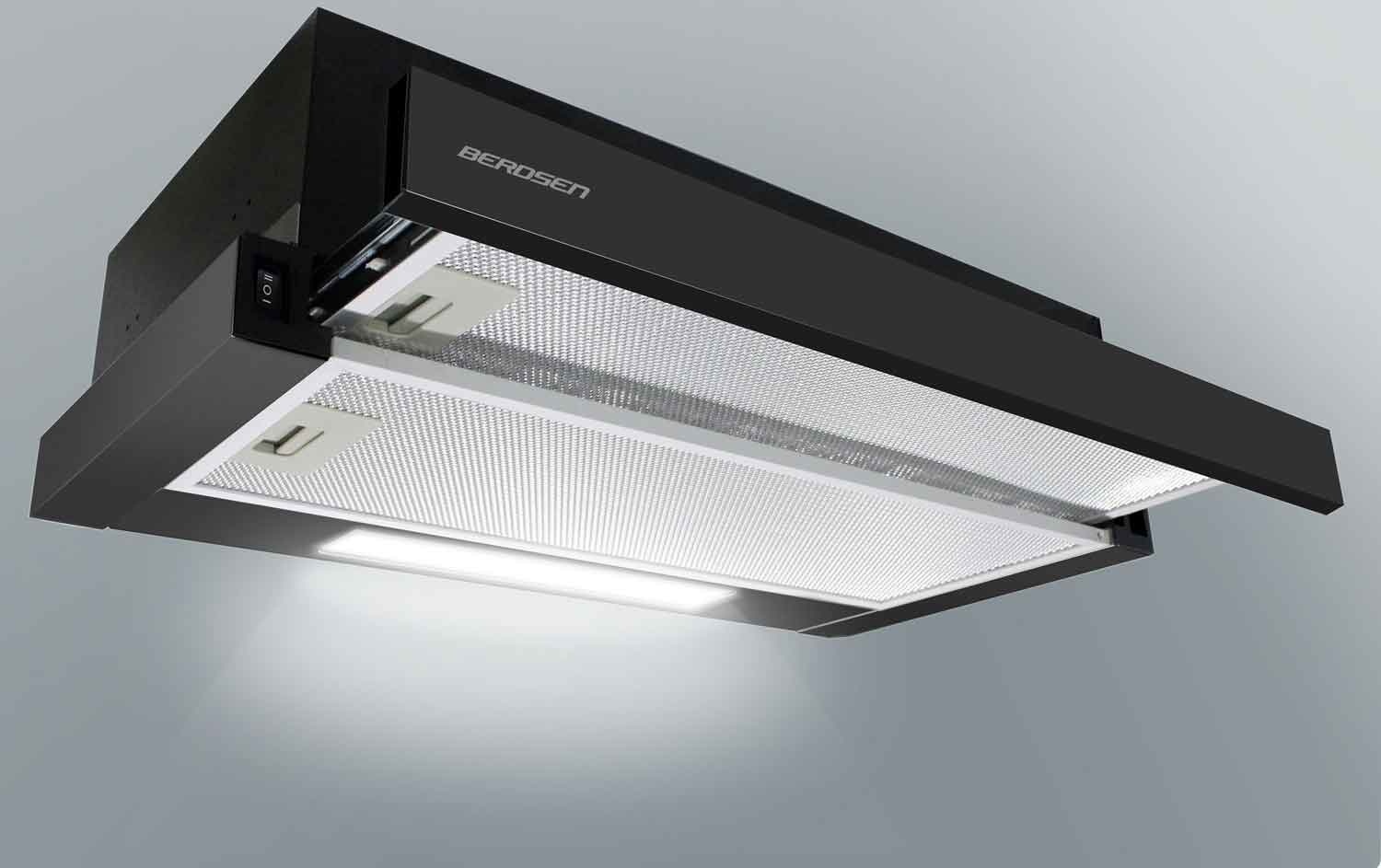 Vlakscherm afzuigkap - 50 cm - 80W - zwart - Berdsen BT-234