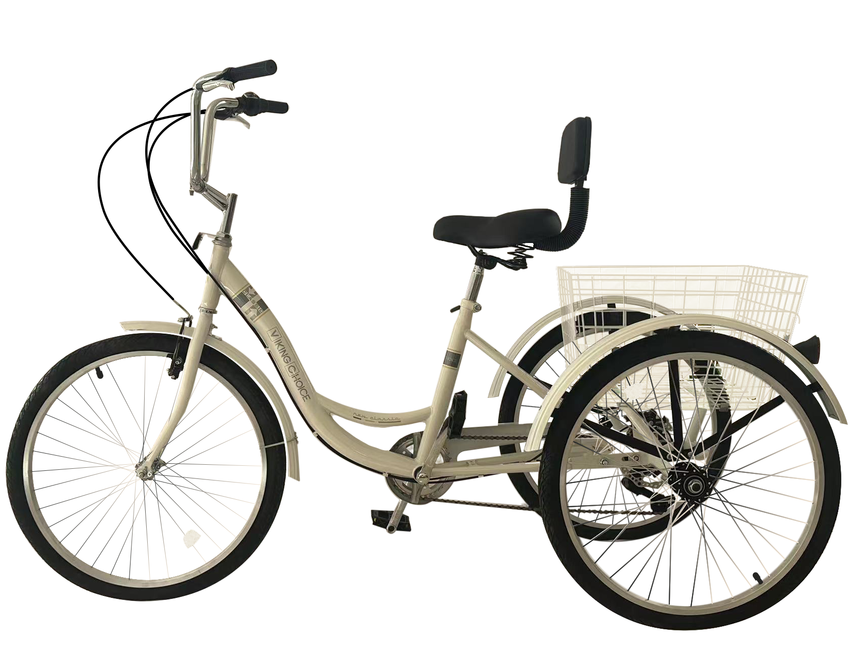 Driewieler volwassenen - 7 versnellingen - met mand - wit