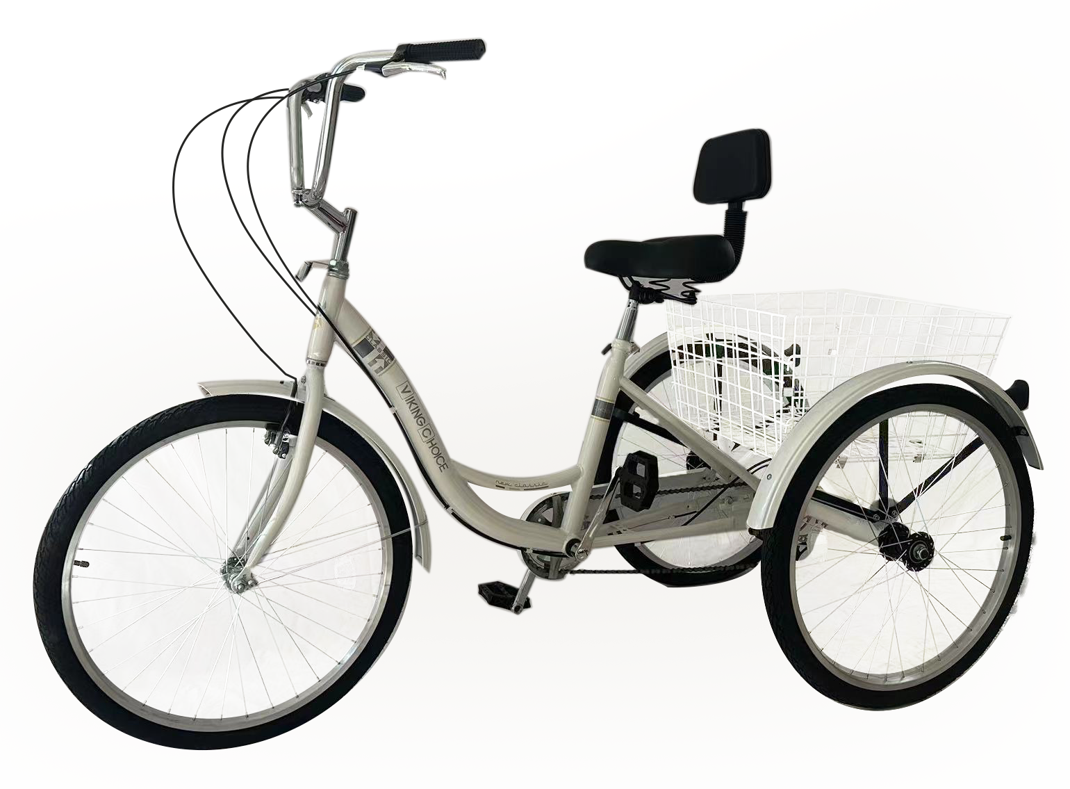 Driewieler volwassenen - 7 versnellingen - met mand - wit