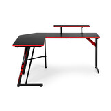 Hoekbureau - gaming bureau - 150x120x73 cm - zwart rood