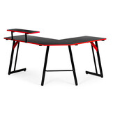 Hoekbureau - gaming bureau - 150x120x73 cm - zwart rood