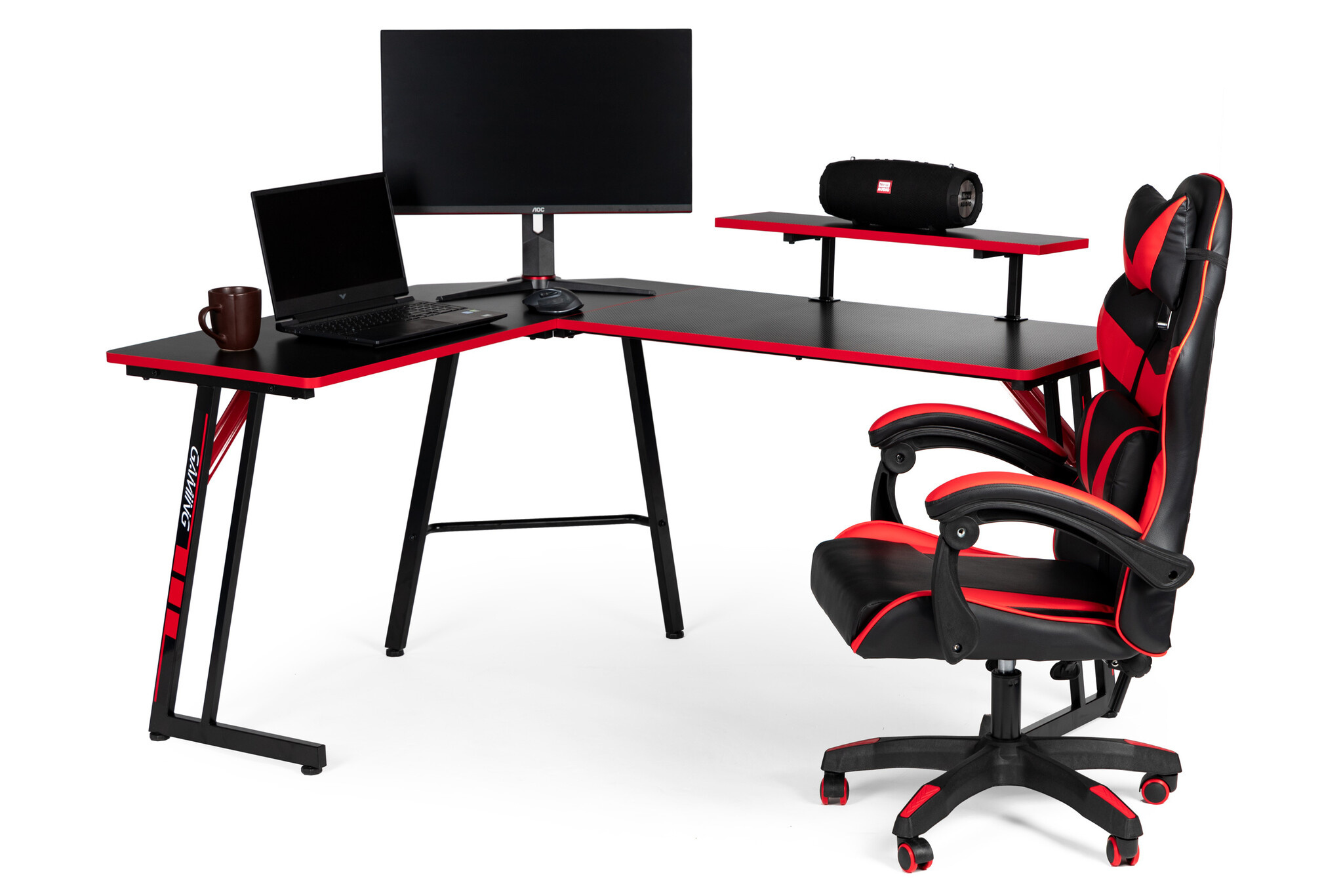 Hoekbureau - gaming bureau - 150x120x73 cm - zwart rood