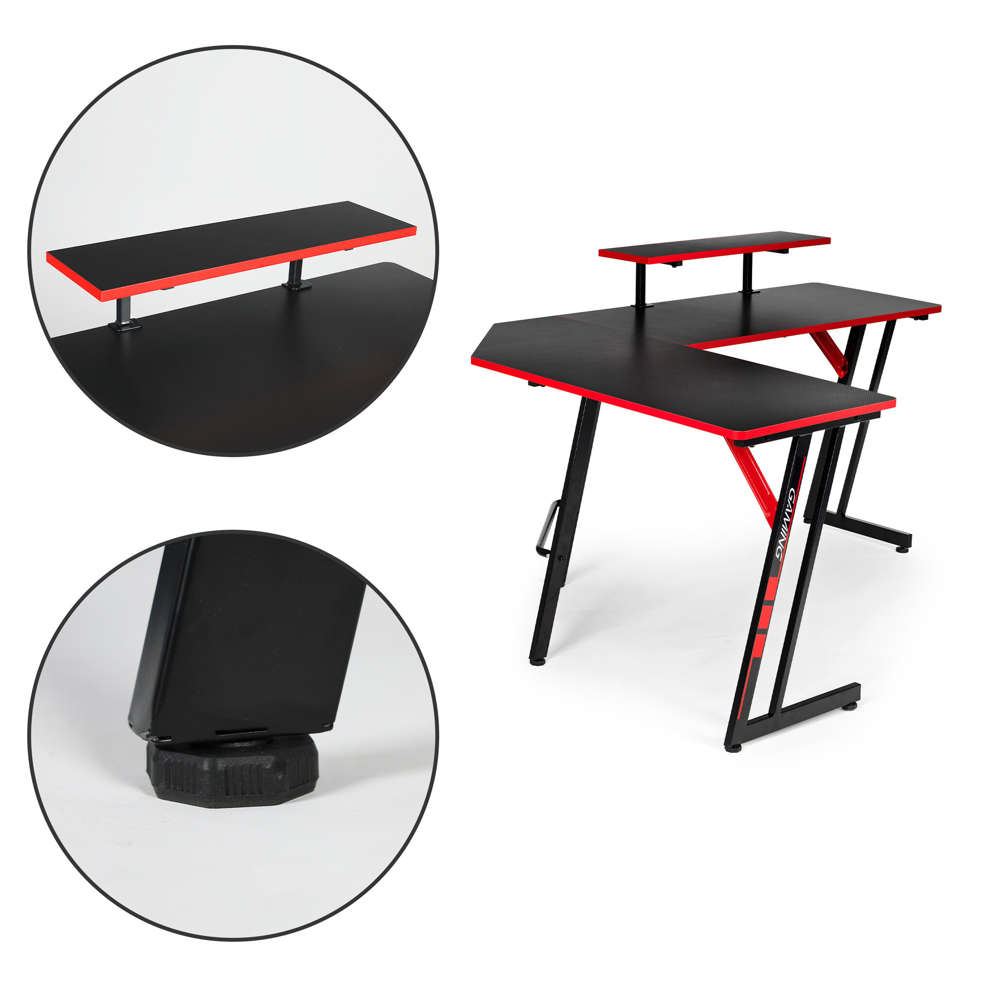 Hoekbureau - gaming bureau - 150x120x73 cm - zwart rood