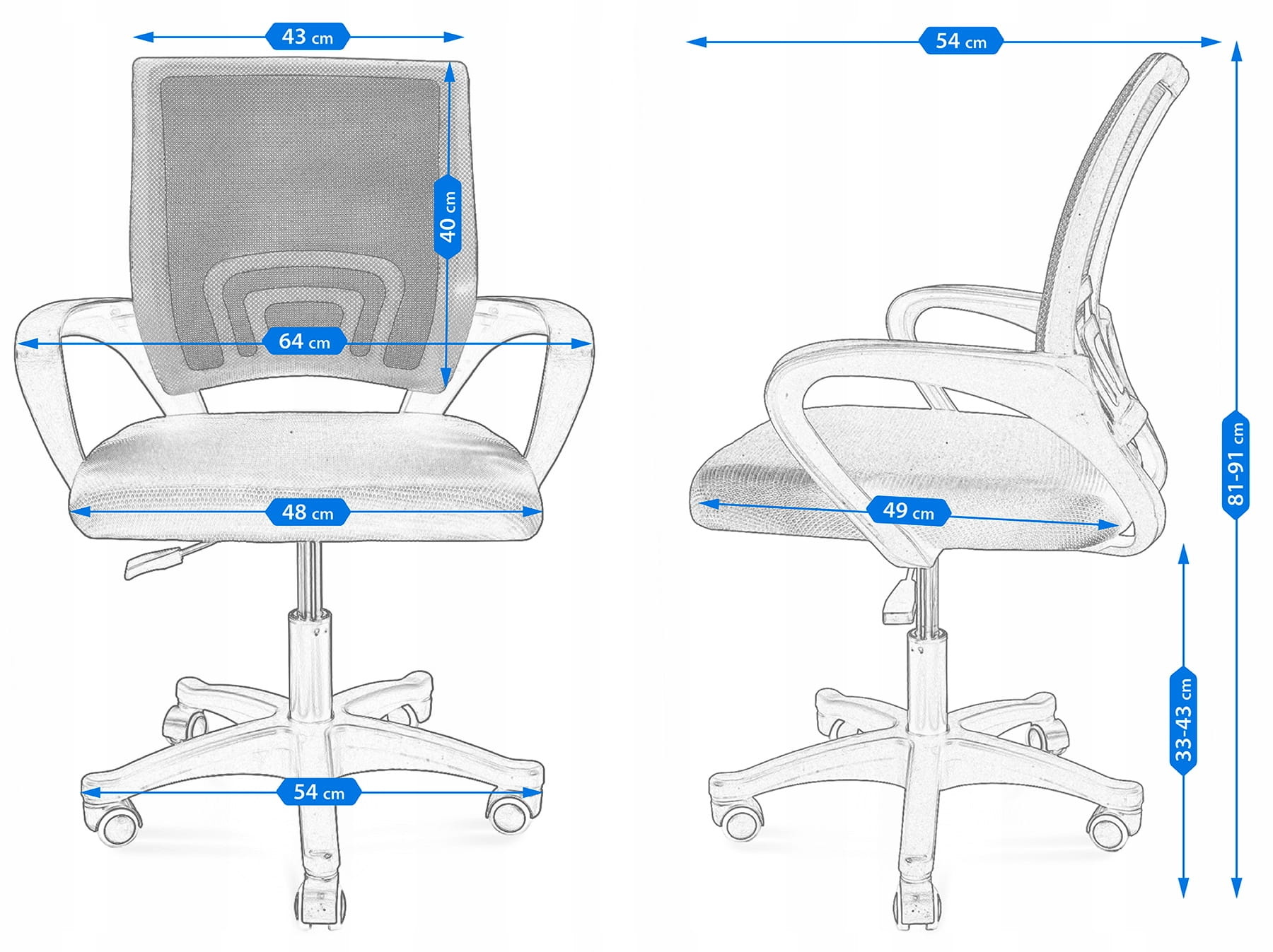 Ergonomische bureaustoel - SMART - verstelbaar - zwart blauw
