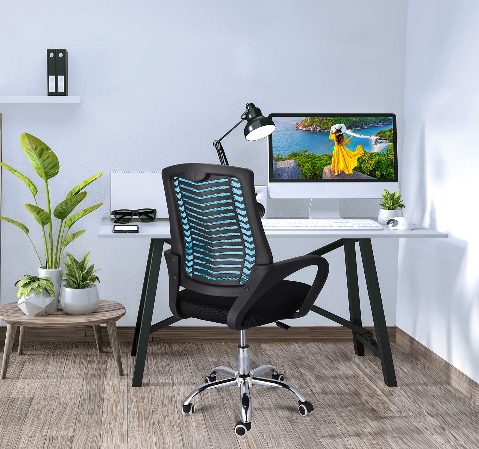 Ergonomische bureaustoel - TOLEDO - verstelbaar - lichtblauw