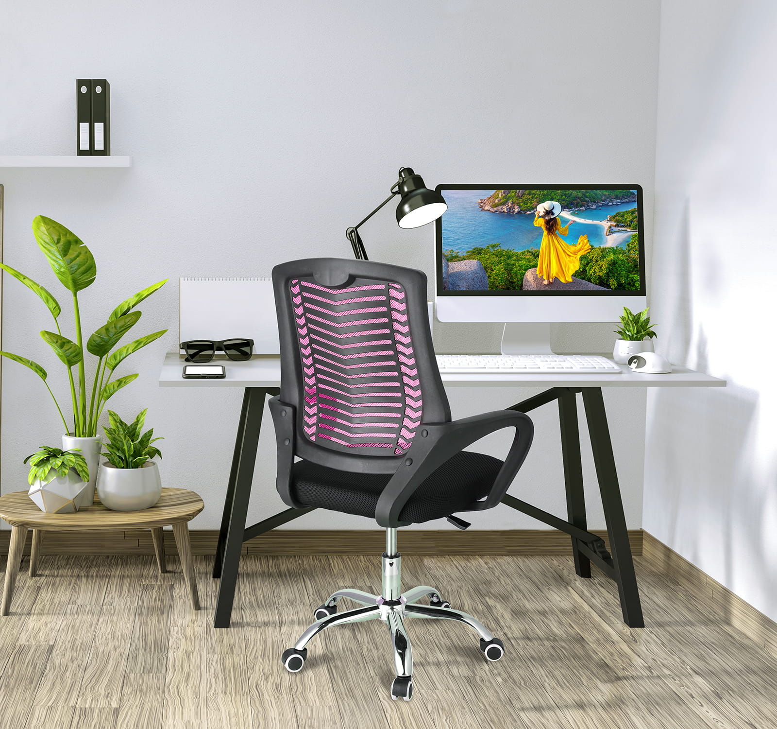 Ergonomische bureaustoel - TOLEDO - verstelbaar - roze