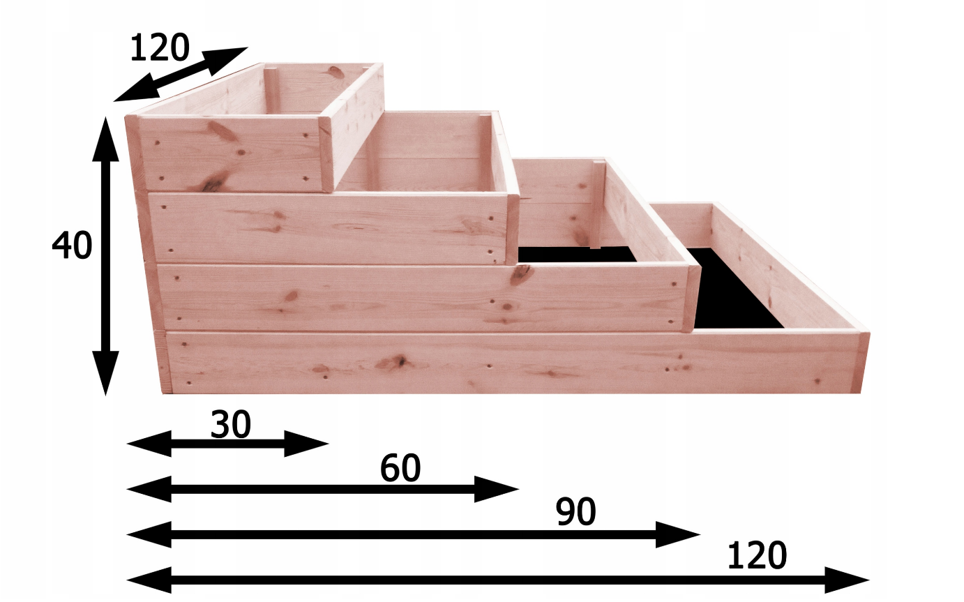 Moestuinbak - 4 lagen - 120x120x40 cm - hout - met gronddoek