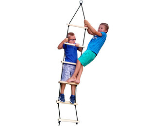 Touwladder - 6 sporten - 35x200 cm - tot 100 kg - grenenhout