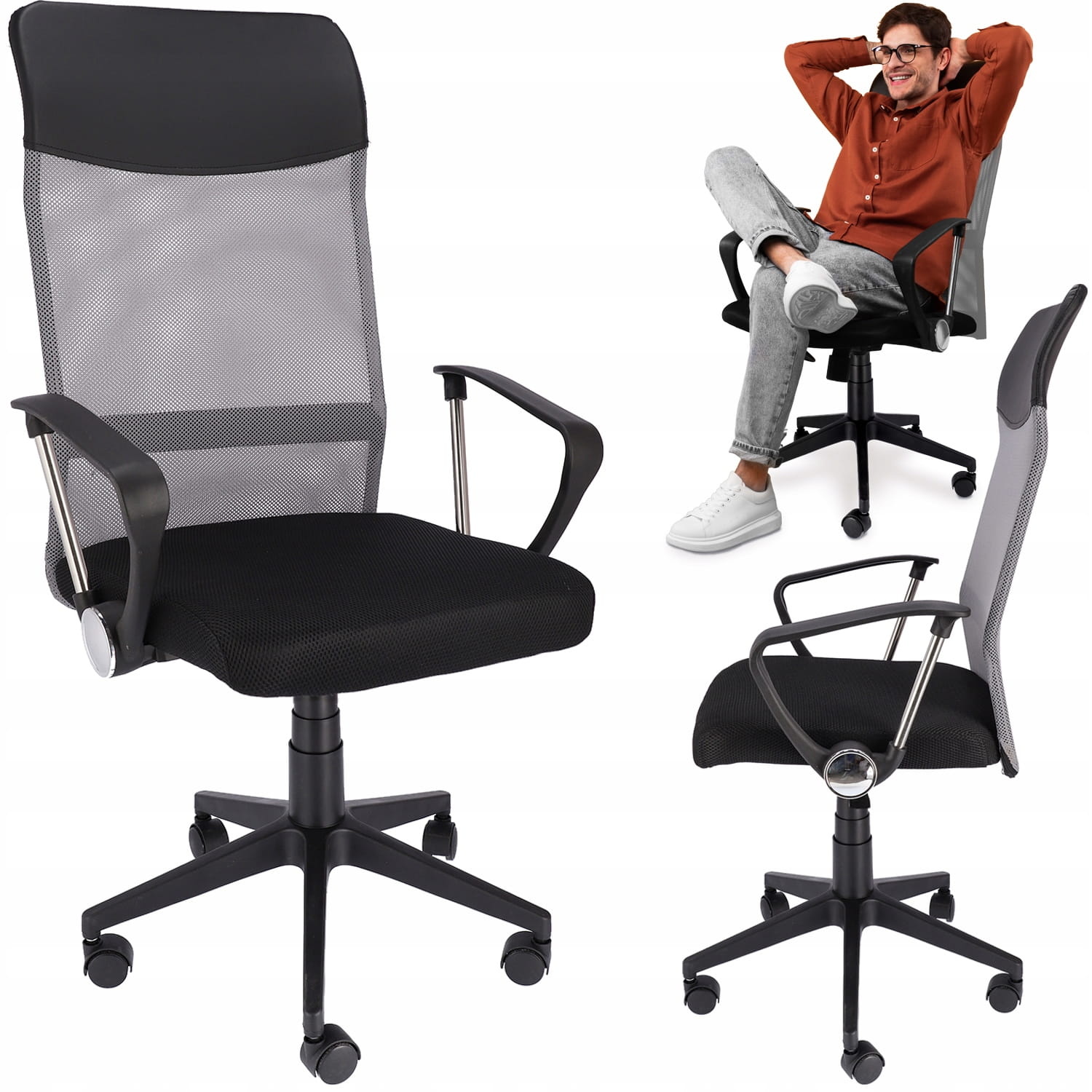 Ergonomische bureaustoel - ZOOM - verstelbaar - grijs zwart