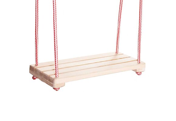 Houten schommel - 42x18 cm - naturel - rood wit