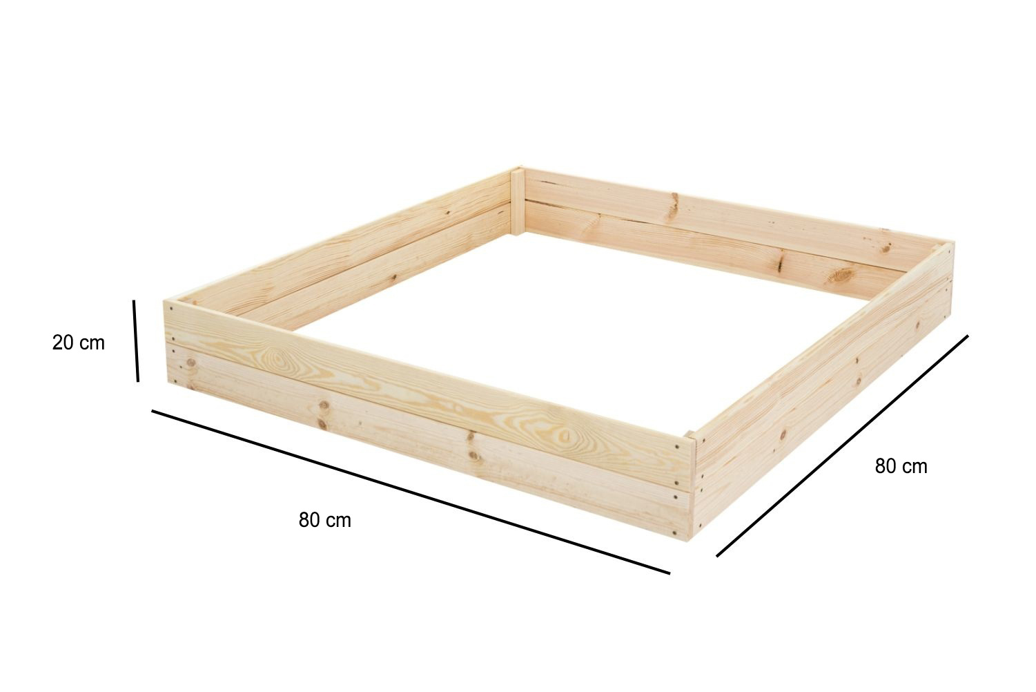 Moestuinbak - kweekbak - 80x80x20 cm - hout - met gronddoek