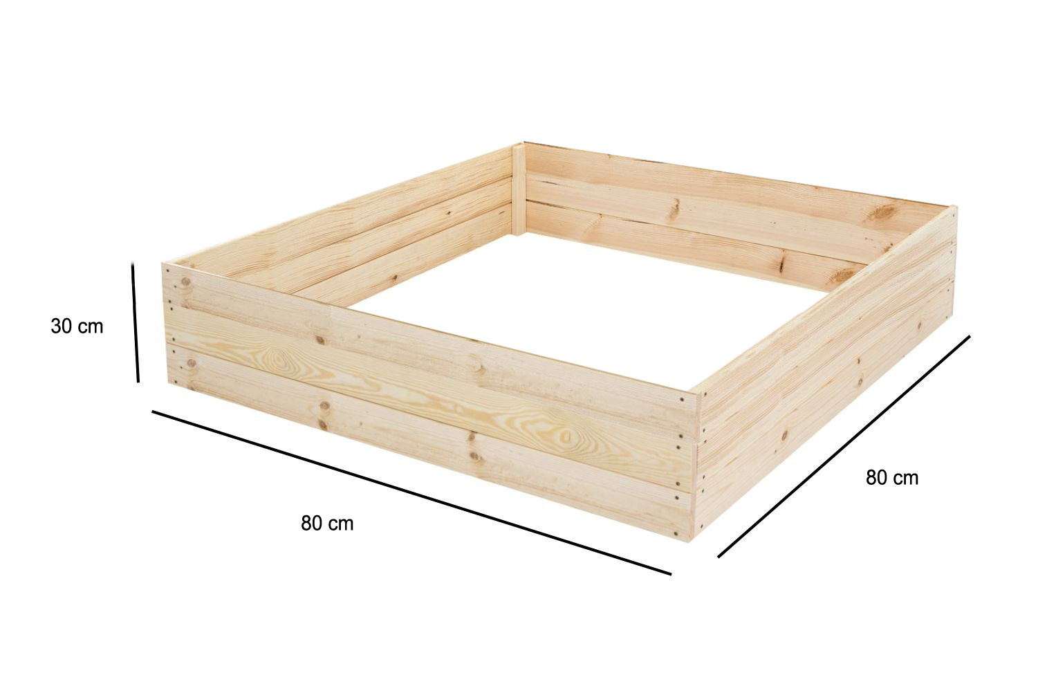 Moestuinbak - kweekbak - 80x80x30 cm - hout - met gronddoek