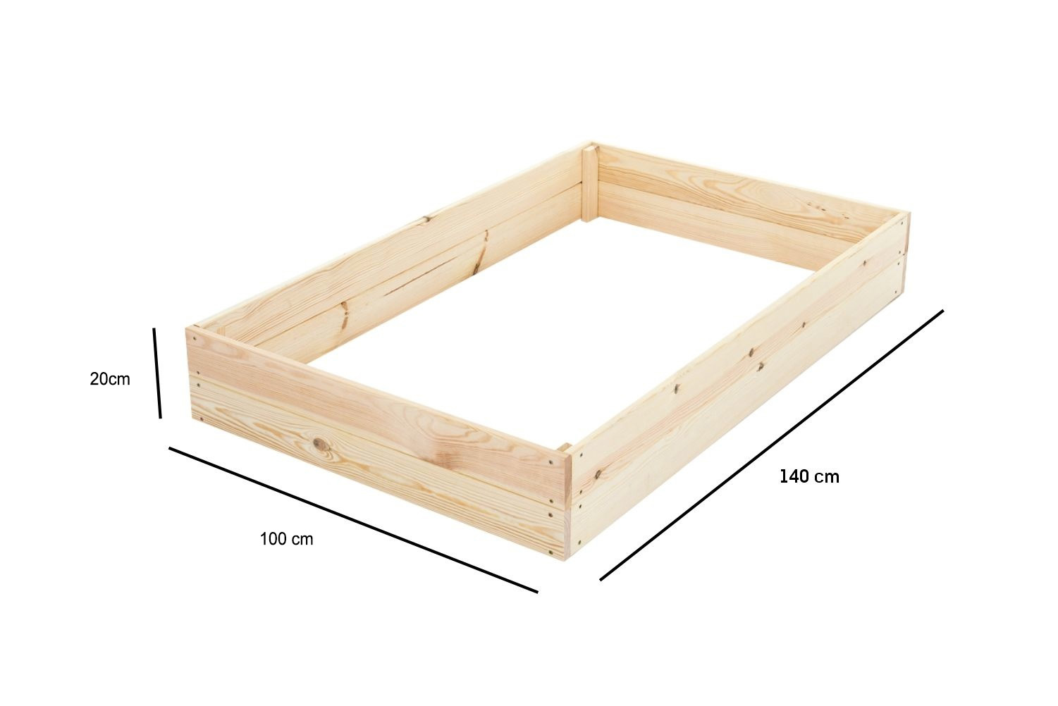 Moestuinbak - kweekbak - 140x100x20 cm - hout - met gronddoek