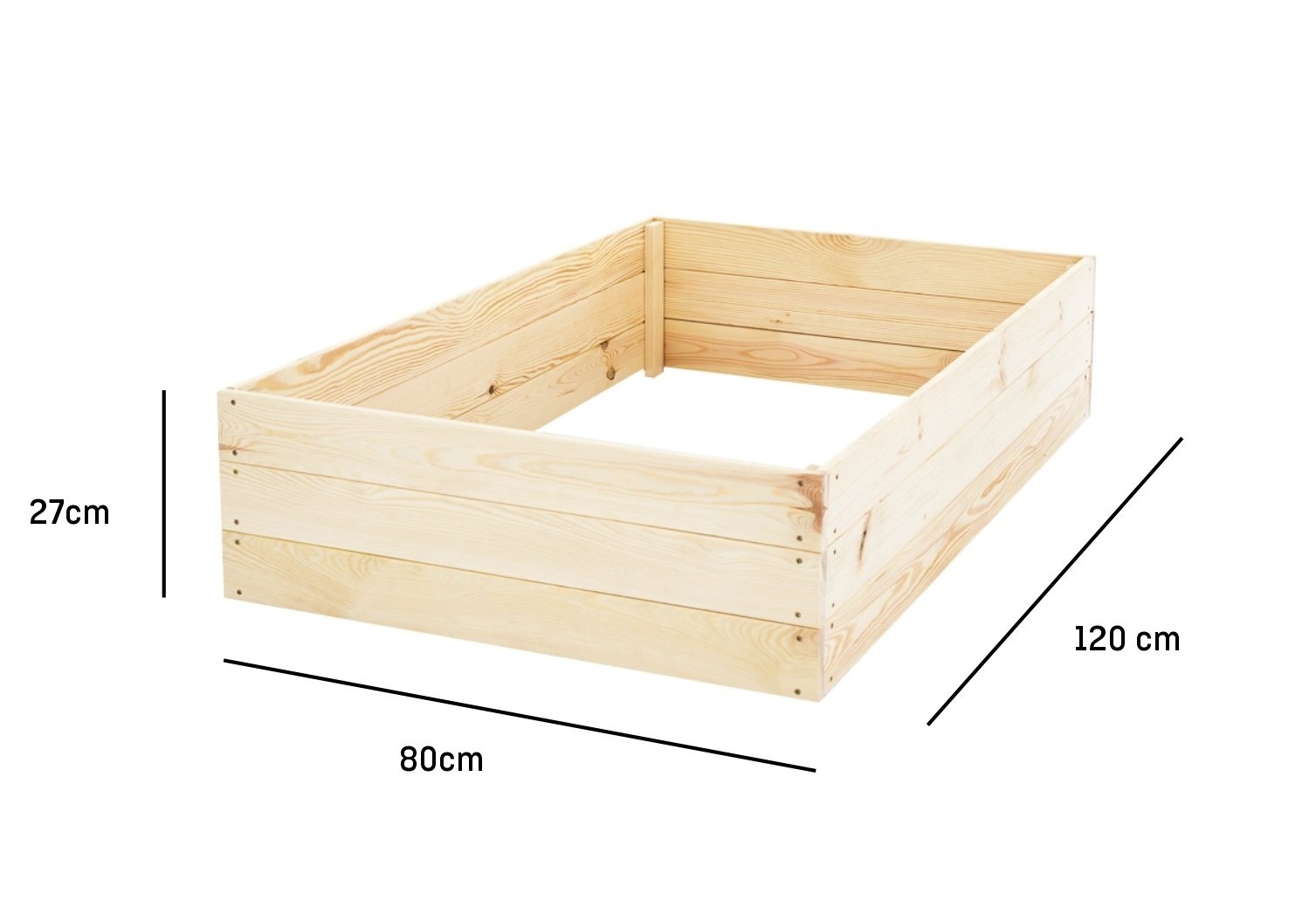 Moestuinbak - kweekbak - 120x80x27 cm - hout - met gronddoek