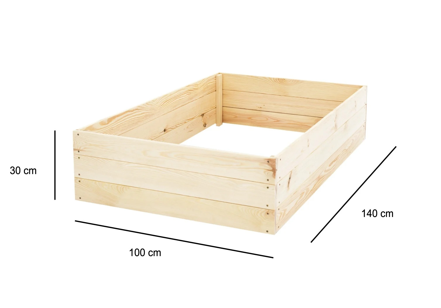 Moestuinbak - kweekbak - 140x100x30 cm - hout - met gronddoek