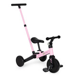 Driewieler met duwstang - afneembare pedalen - 2-in-1 - roze