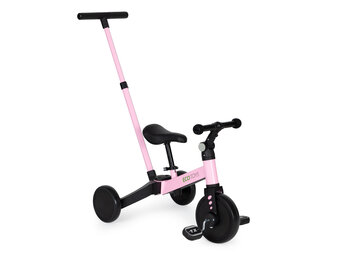 Driewieler met duwstang - afneembare pedalen - 2-in-1 - roze
