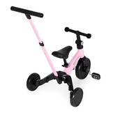 Driewieler met duwstang - afneembare pedalen - 2-in-1 - roze