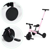 Driewieler met duwstang - afneembare pedalen - 2-in-1 - roze