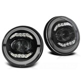Koplampen - Chrysler Jeep Wrangler TJ/ LJ/ JK 96-18 - angel eyes - LED - zwart