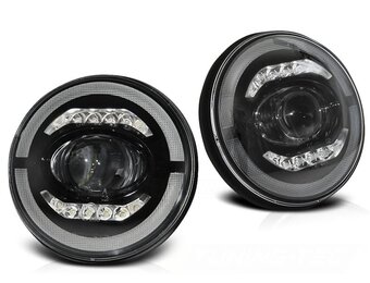 Koplampen - Chrysler Jeep Wrangler TJ/ LJ/ JK 96-18 - angel eyes - LED - zwart