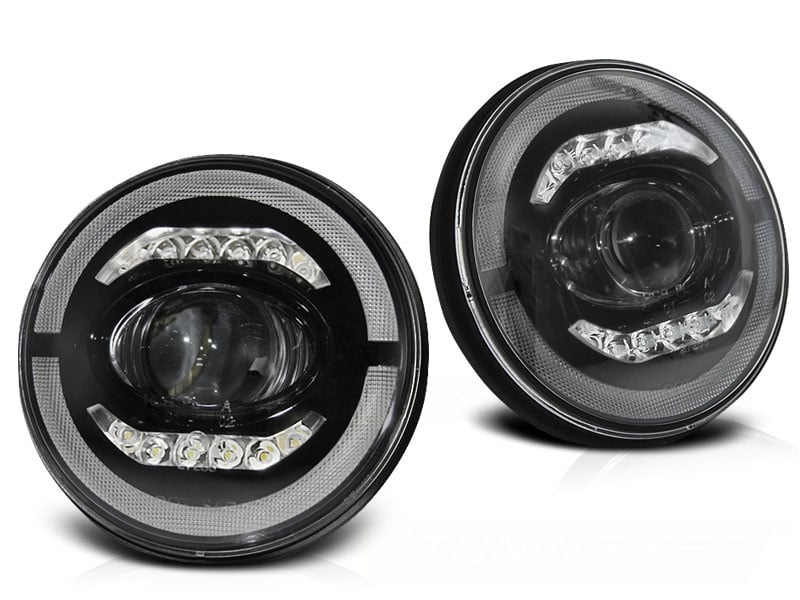Koplampen - Chrysler Jeep Wrangler TJ/ LJ/ JK 96-18 - angel eyes - LED - zwart