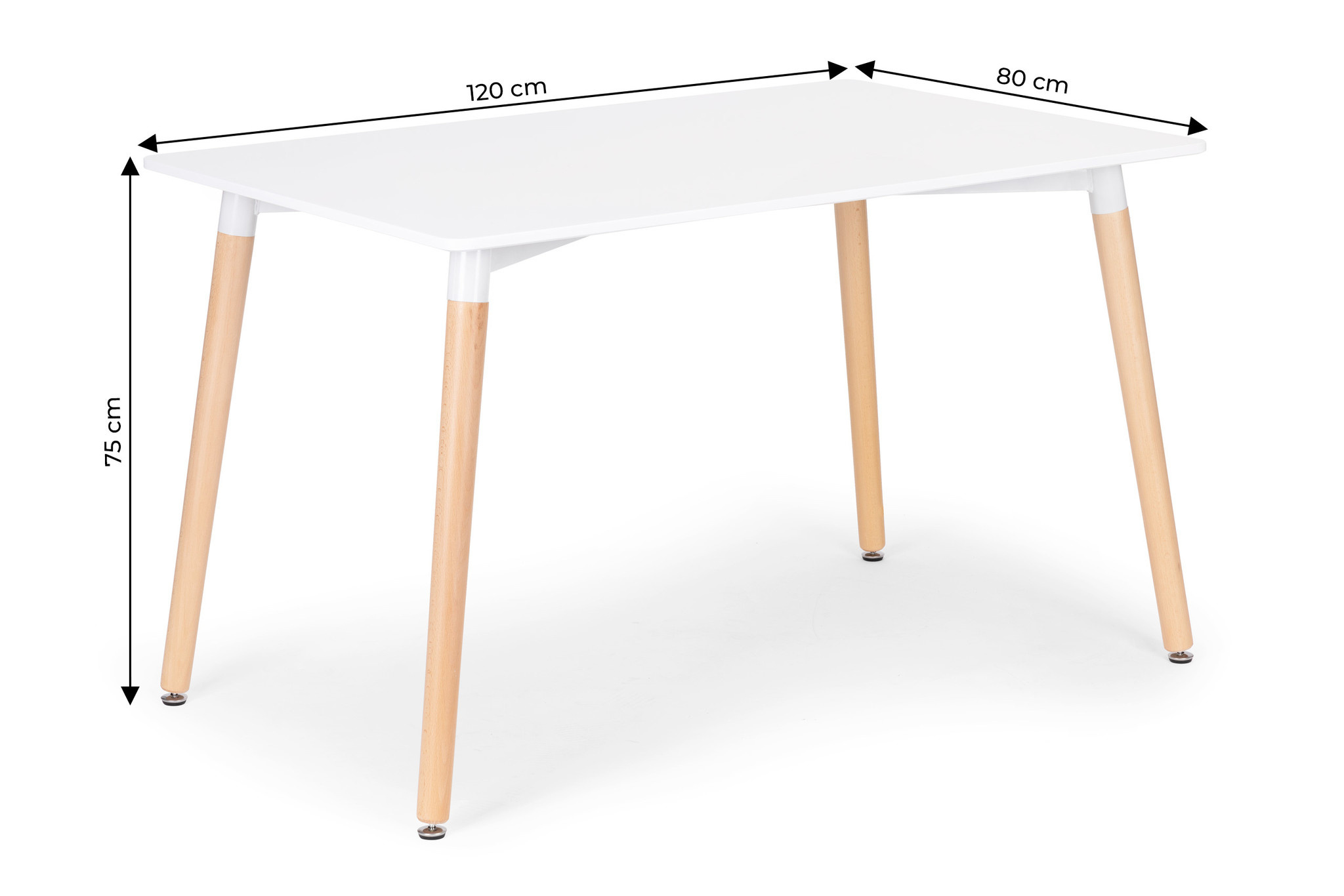 Eettafel - keukentafel - 120x80 cm - scandinavische stijl - wit
