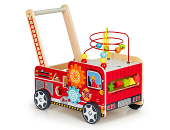 Loopwagen - brandweer - hout - 46 x 28 x 41,5 cm - rood
