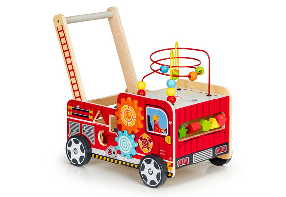 Loopwagen - brandweer - hout -  46 x 28 x 41,5 cm - rood