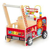 Loopwagen - brandweer - hout -  46 x 28 x 41,5 cm - rood