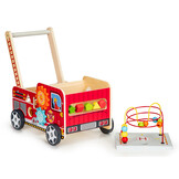 Loopwagen - brandweer - hout -  46 x 28 x 41,5 cm - rood