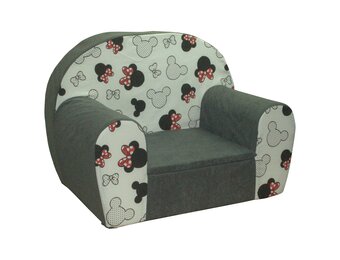 Kinderfauteuil - 60x40x45 cm - muis oren met rode strik - grijs