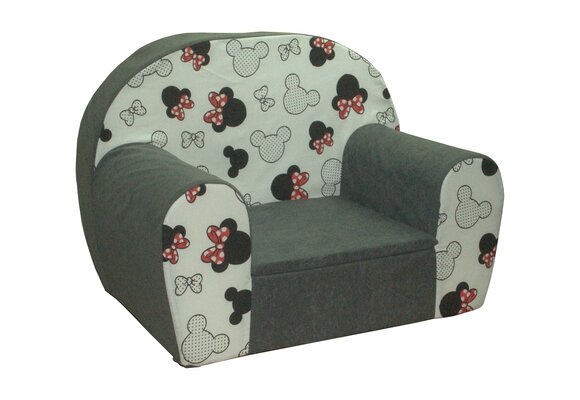 Kinderfauteuil - 60x40x45 cm - muis oren met rode strik - grijs
