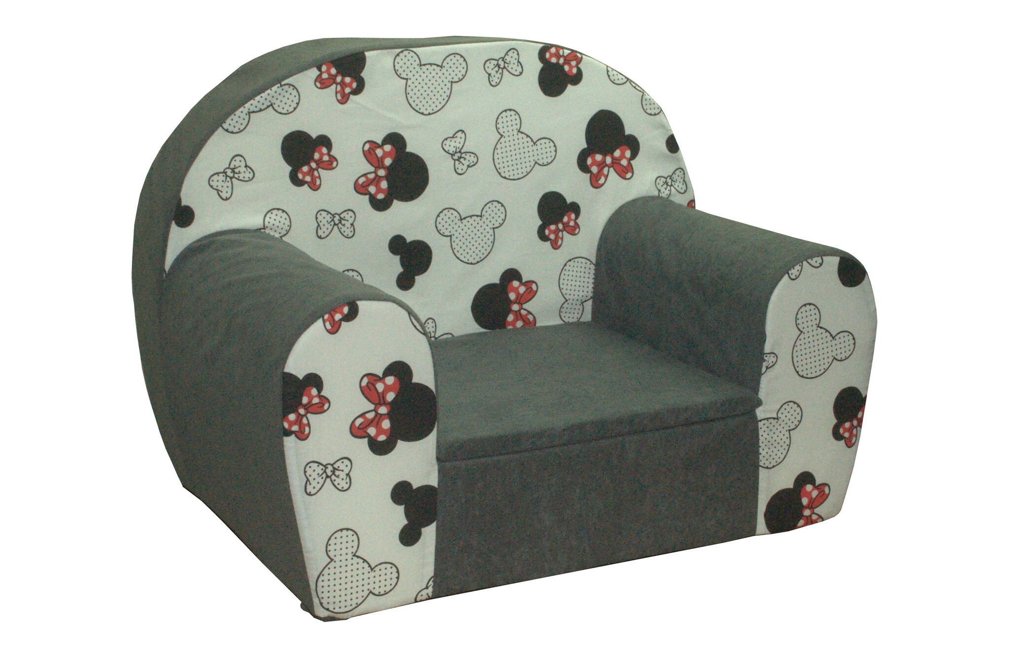 Kinderfauteuil - 60x40x45 cm - muis oren met rode strik - grijs