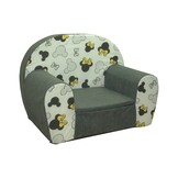 Kinderfauteuil - 60x40x45 cm - muis oren met gele strik - grijs