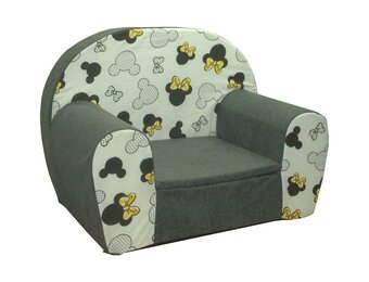 Kinderfauteuil - 60x40x45 cm - muis oren met gele strik - grijs