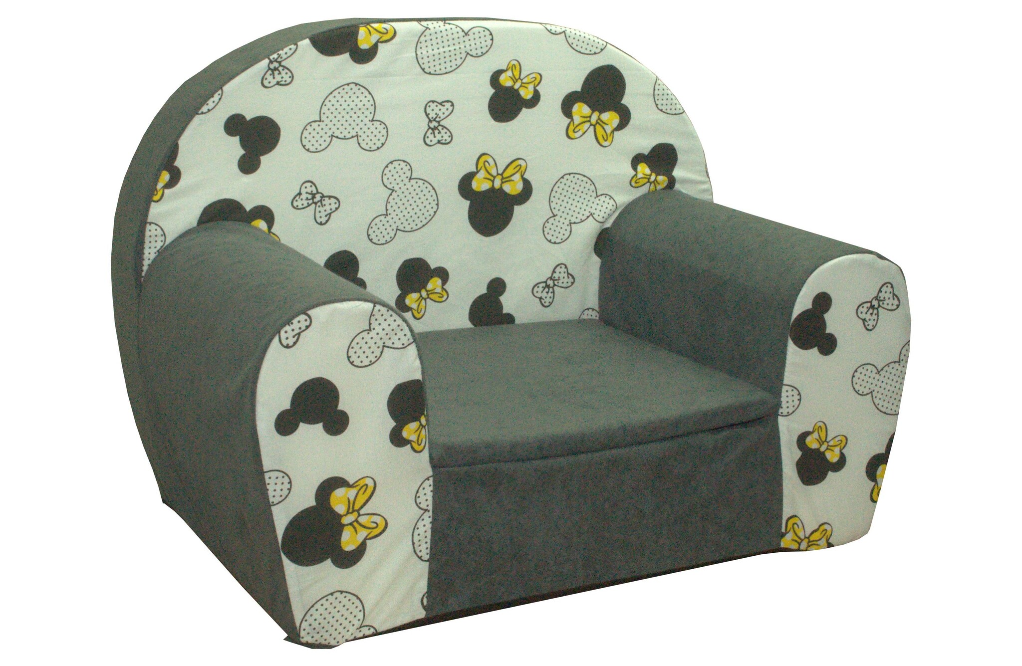 Kinderfauteuil - 60x40x45 cm - muis oren met gele strik - grijs
