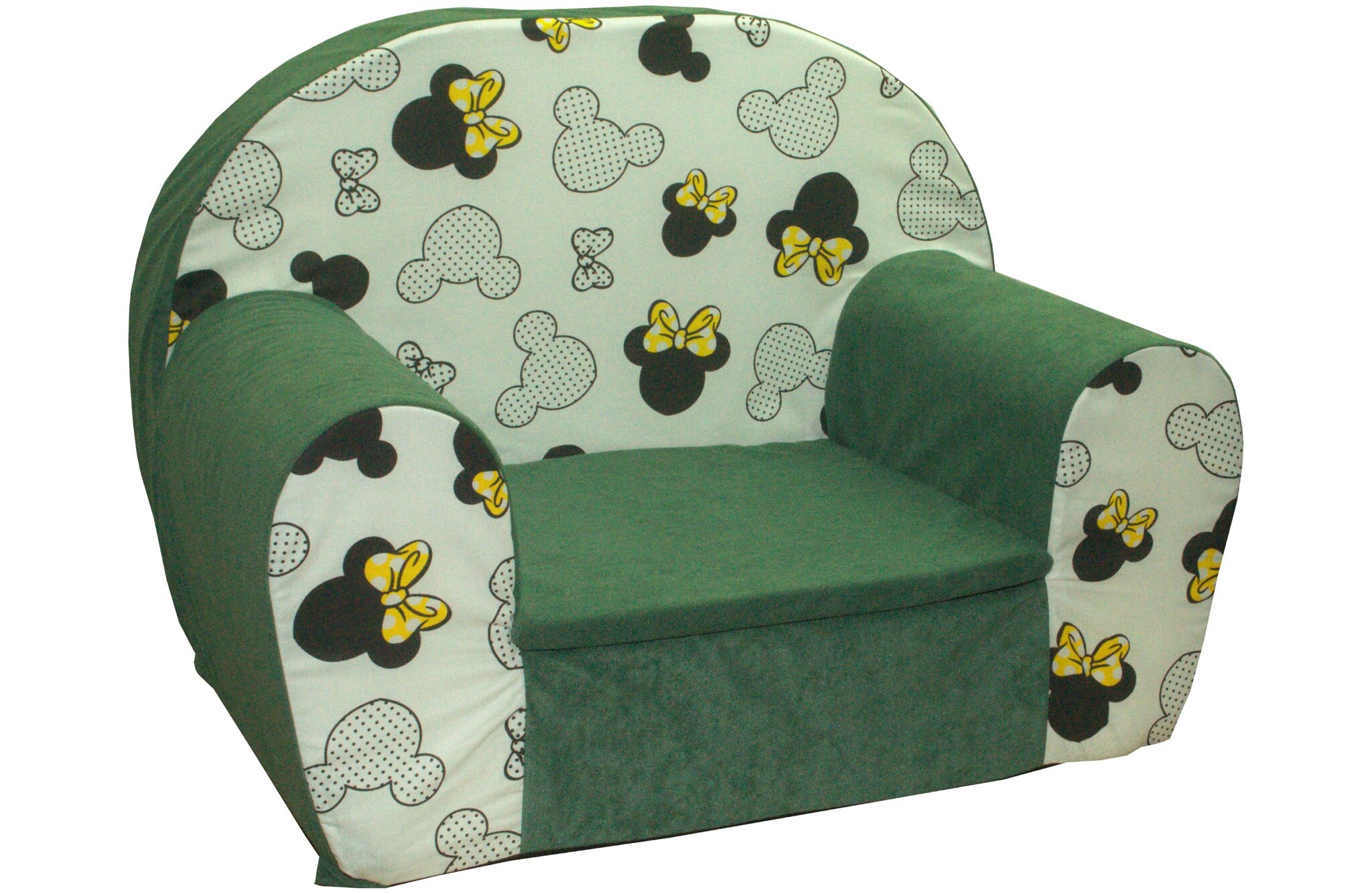 Kinderfauteuil - 60x40x45 cm - muis oren met gele strik - groen