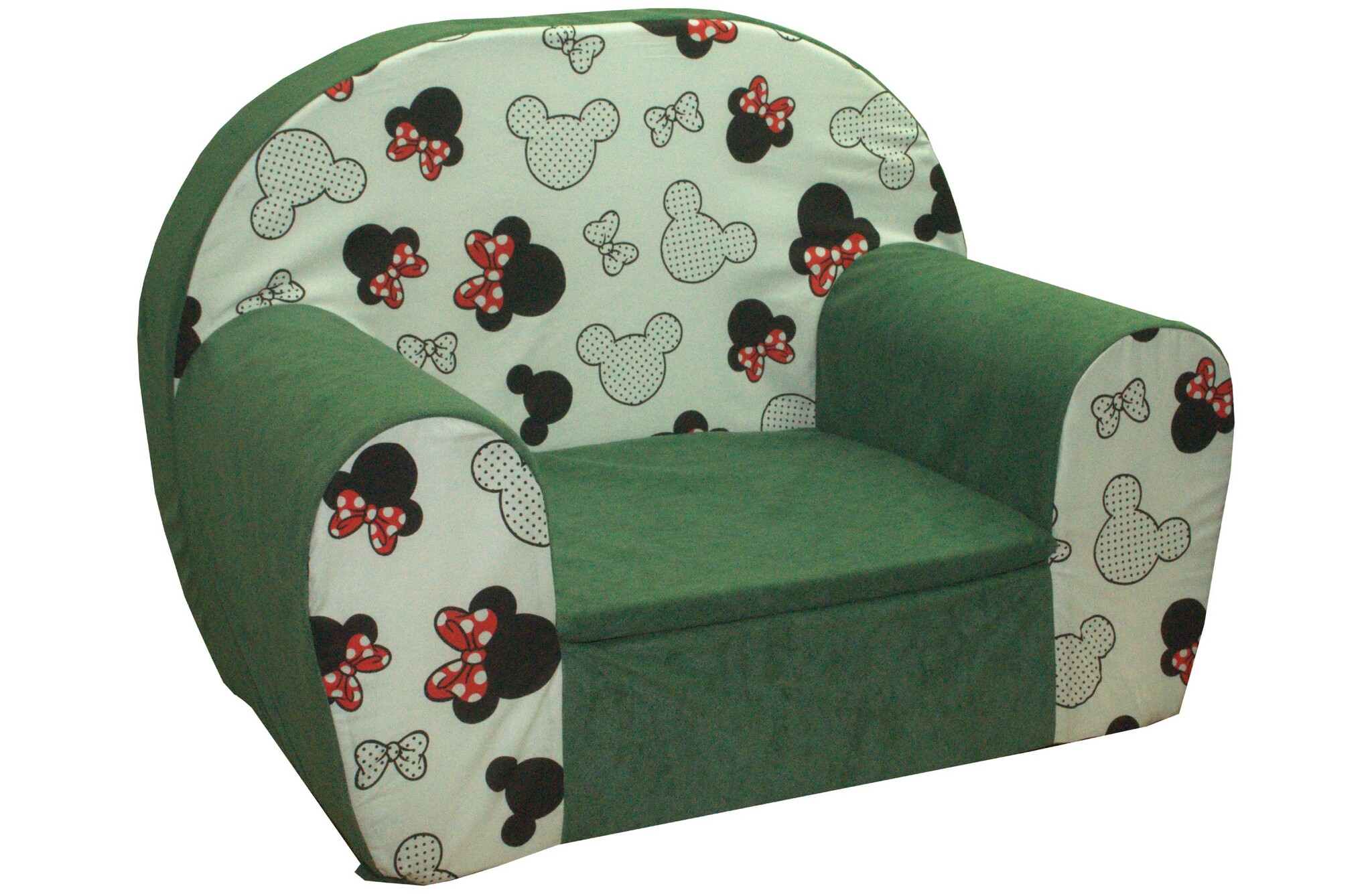 Kinderfauteuil - 60x40x45 cm - muis oren met rode strik - groen
