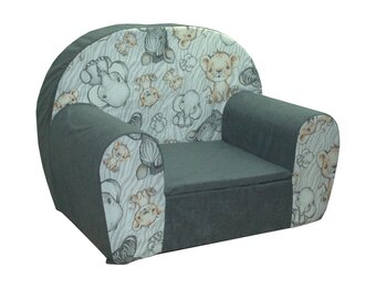 Kinderfauteuil - 60x40x45 cm - jungle dieren - grijs