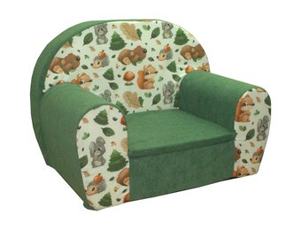Kinderfauteuil - 60x40x45 cm - bos dieren - groen