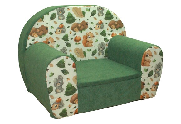 Kinderfauteuil - 60x40x45 cm - bos dieren - groen