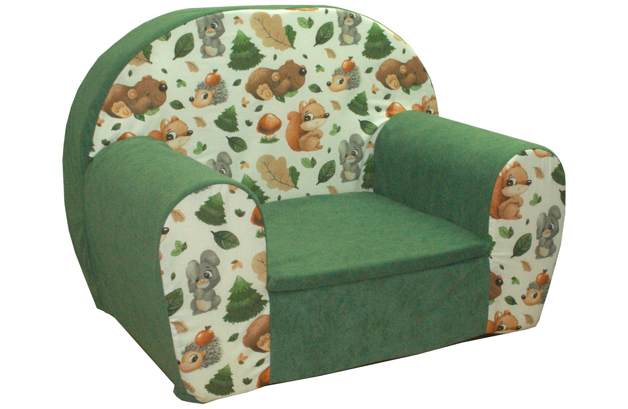 Kinderfauteuil - 60x40x45 cm - bos dieren - groen