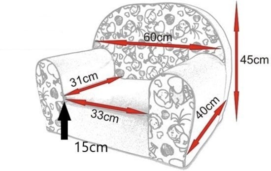 Kinderfauteuil - 60x40x45 cm - bos dieren - grijs