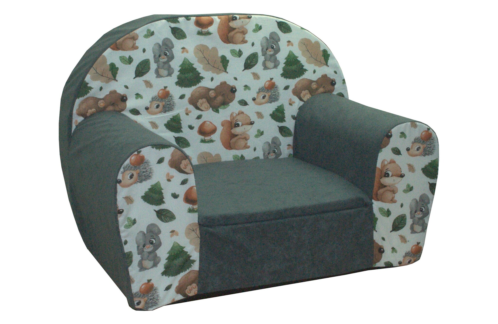 Kinderfauteuil - 60x40x45 cm - bos dieren - grijs