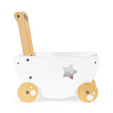 Houten poppenwagen - 40x26x42 cm - incl. beddengoed - wit