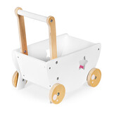 Houten poppenwagen - 40x26x42 cm - incl. beddengoed - wit