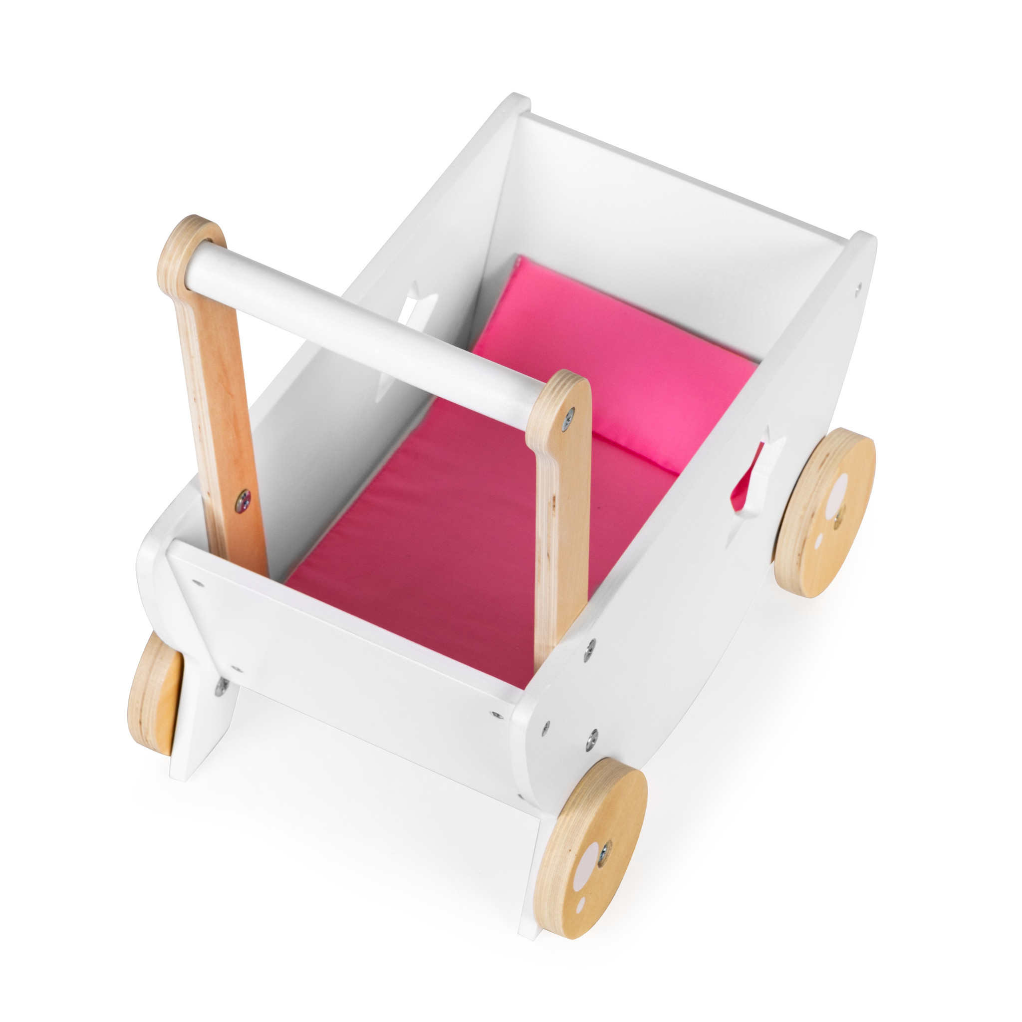 Houten poppenwagen - 40x26x42 cm - incl. beddengoed - wit