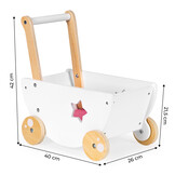 Houten poppenwagen - 40x26x42 cm - incl. beddengoed - wit